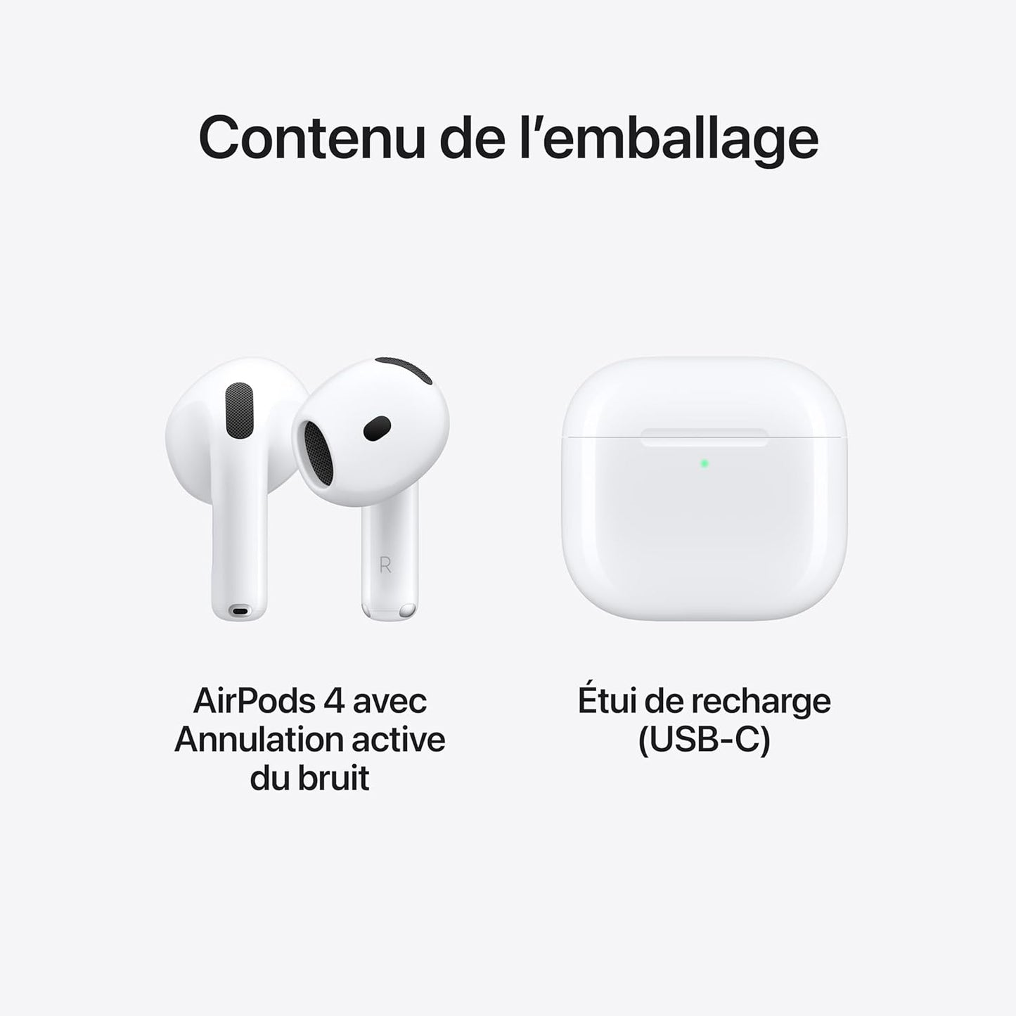 Apple AirPods 4 Wireless Earbuds, Bluetooth Headphones, Personalized Spatial Audio, Sweat- and Water-Resistant, USB-C Charging Case, H2 Chip, Up to 30 Hours of Battery Life