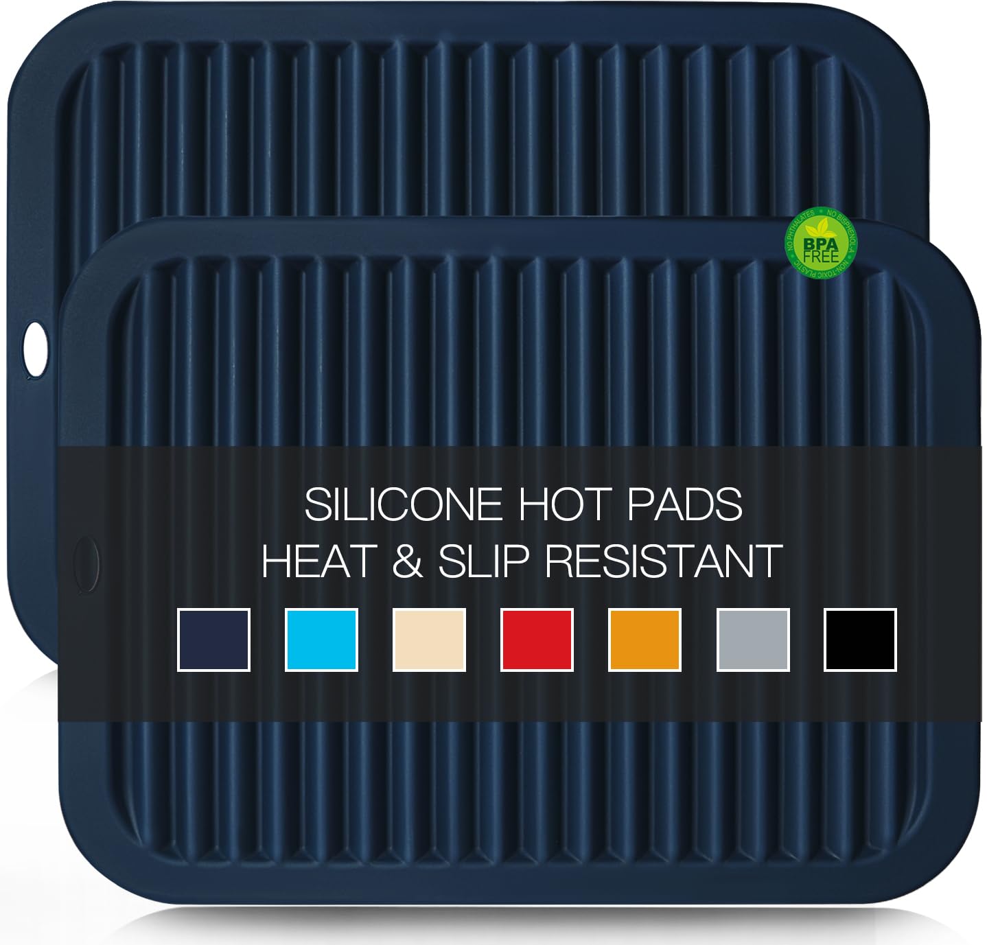 Silicone Trivets for Dishes, Multi-Purpose Pot Holders 4PCS 2 Sizes 7 Inch & 9 Inch, Non-Slip Silicone Trivet Mats Hot Pads for Kitchen Counter, Trivet for Hot Pots and Pans (Blue)