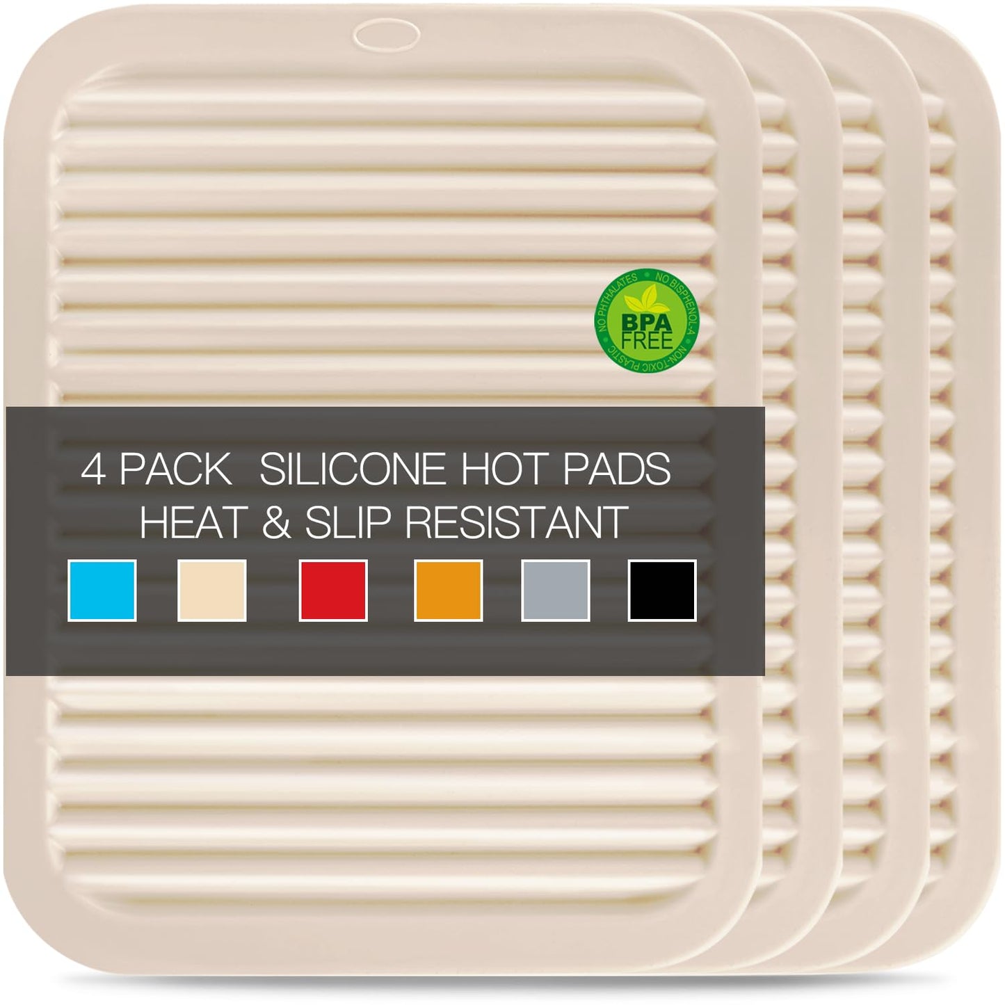 Silicone Trivets for Dishes, Multi-Purpose Pot Holders 4PCS 2 Sizes 7 Inch & 9 Inch, Non-Slip Silicone Trivet Mats Hot Pads for Kitchen Counter, Trivet for Hot Pots and Pans (Blue)