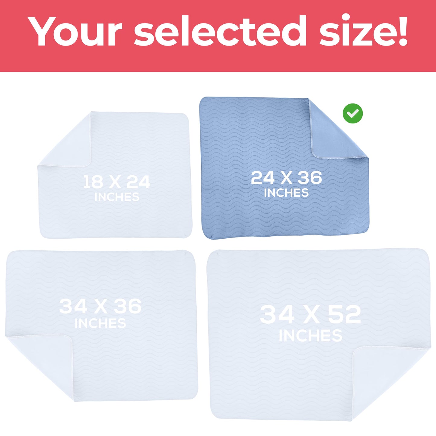 Utopia Bedding (Pack of 4) Waterproof Incontinence Pads Quilted Washable & Absorbent Bed Pad for Adults and Kids 34 x 36 inches (Blue)