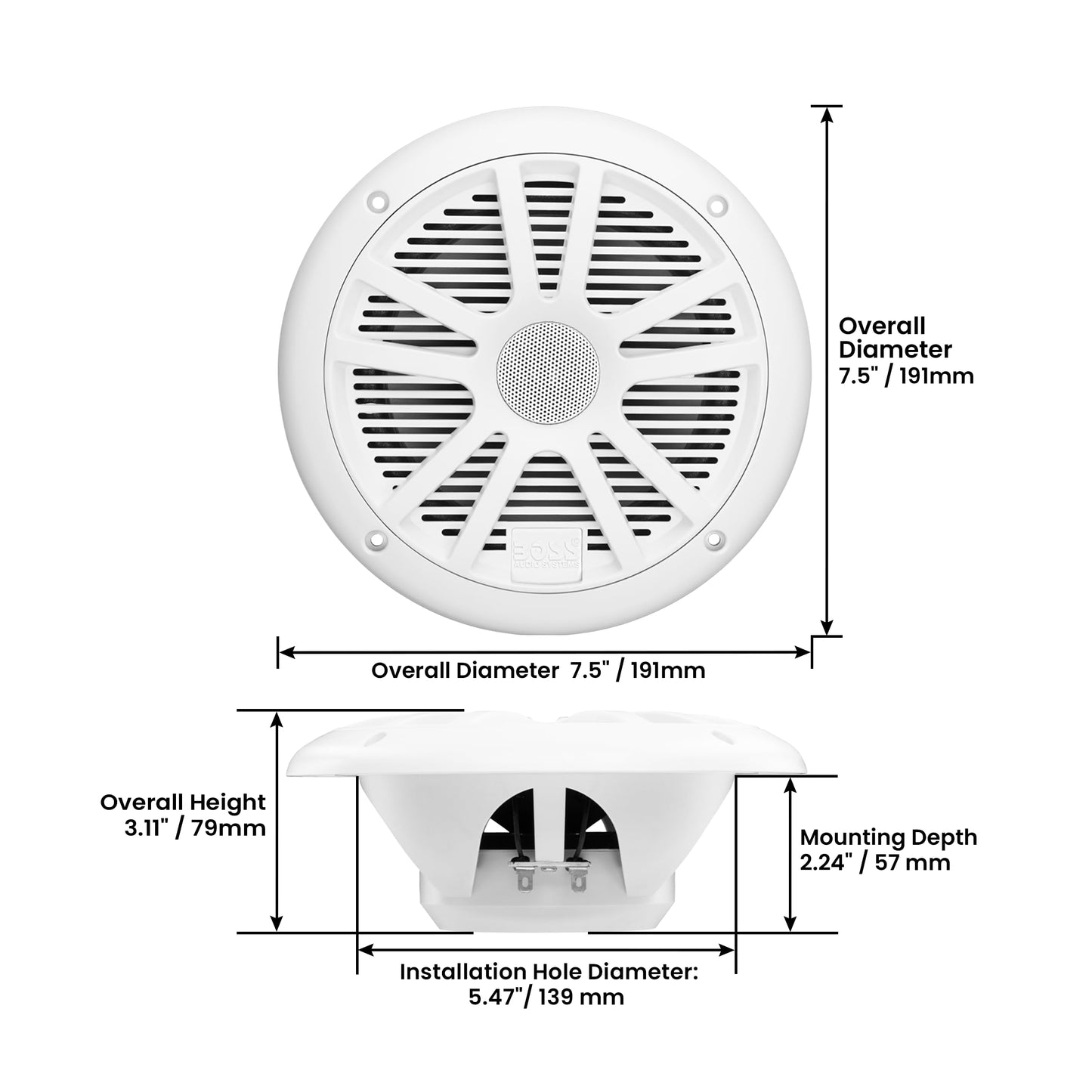 BOSS Audio Systems MR6W 180 Watt (Per Pair), 6.5 Inch, Full Range, 2 Way Weatherproof Marine Speakers (Sold in Pairs)