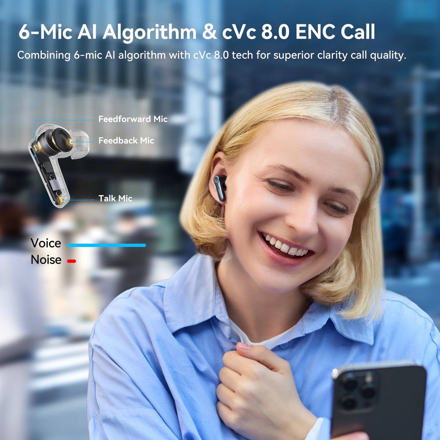 EarFun Air Pro 4 Adaptive Noise Cancelling Wireless Earbuds Bluetooth | Qualcomm Snapdragon Sound,aptX™ Lossless,6 Mics AI cVc 8.0 Call,LDAC Hi-Res Audio, 52H Playtime,BT5.4,in-Ear Detection