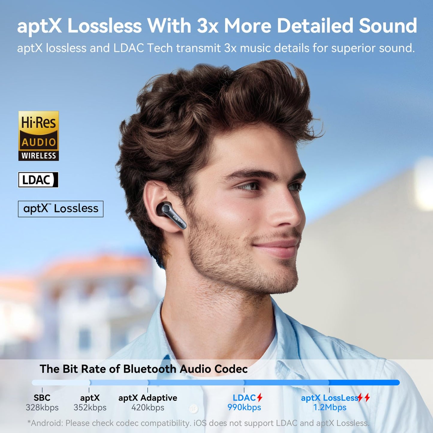 EarFun Air Pro 4 Adaptive Noise Cancelling Wireless Earbuds Bluetooth | Qualcomm Snapdragon Sound,aptX™ Lossless,6 Mics AI cVc 8.0 Call,LDAC Hi-Res Audio, 52H Playtime,BT5.4,in-Ear Detection