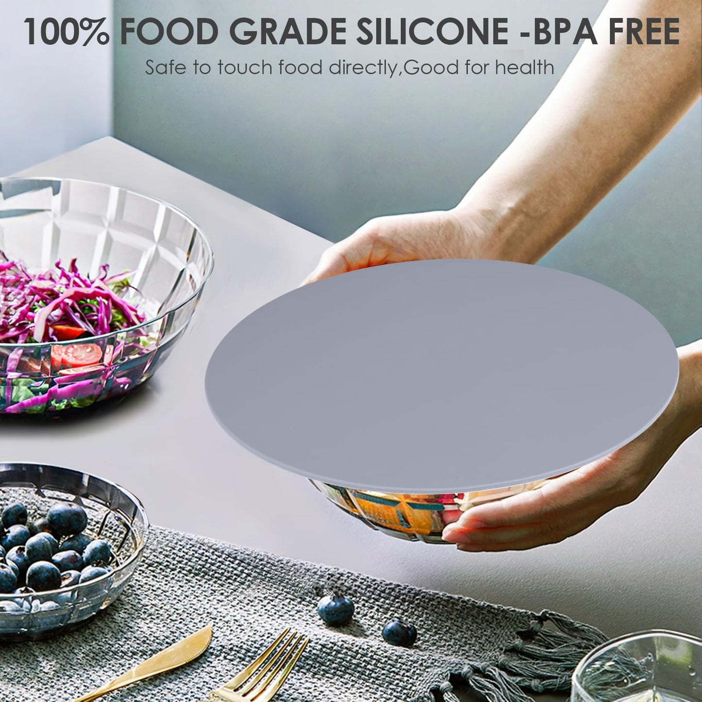 Silicone Trivets for Dishes, Multi-Purpose Pot Holders 4PCS 2 Sizes 7 Inch & 9 Inch, Non-Slip Silicone Trivet Mats Hot Pads for Kitchen Counter, Trivet for Hot Pots and Pans (Blue)