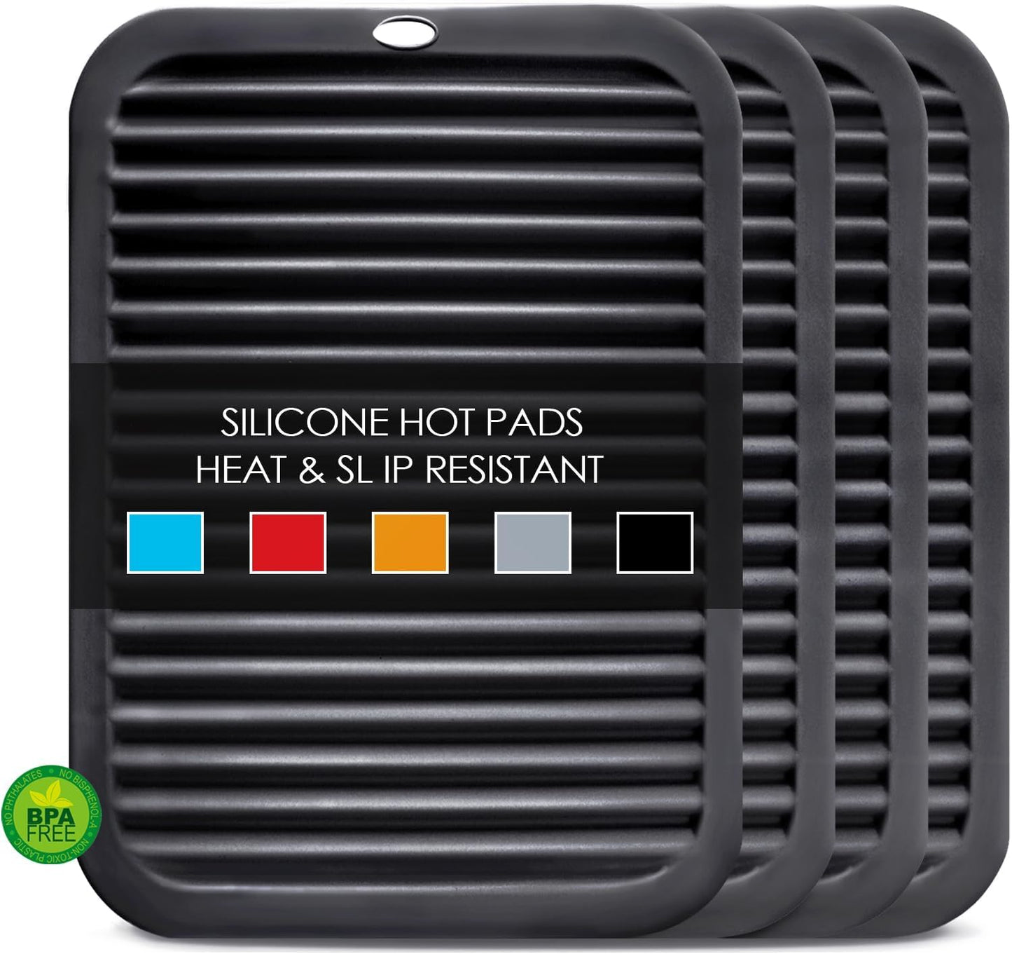 Silicone Trivets for Dishes, Multi-Purpose Pot Holders 4PCS 2 Sizes 7 Inch & 9 Inch, Non-Slip Silicone Trivet Mats Hot Pads for Kitchen Counter, Trivet for Hot Pots and Pans (Blue)