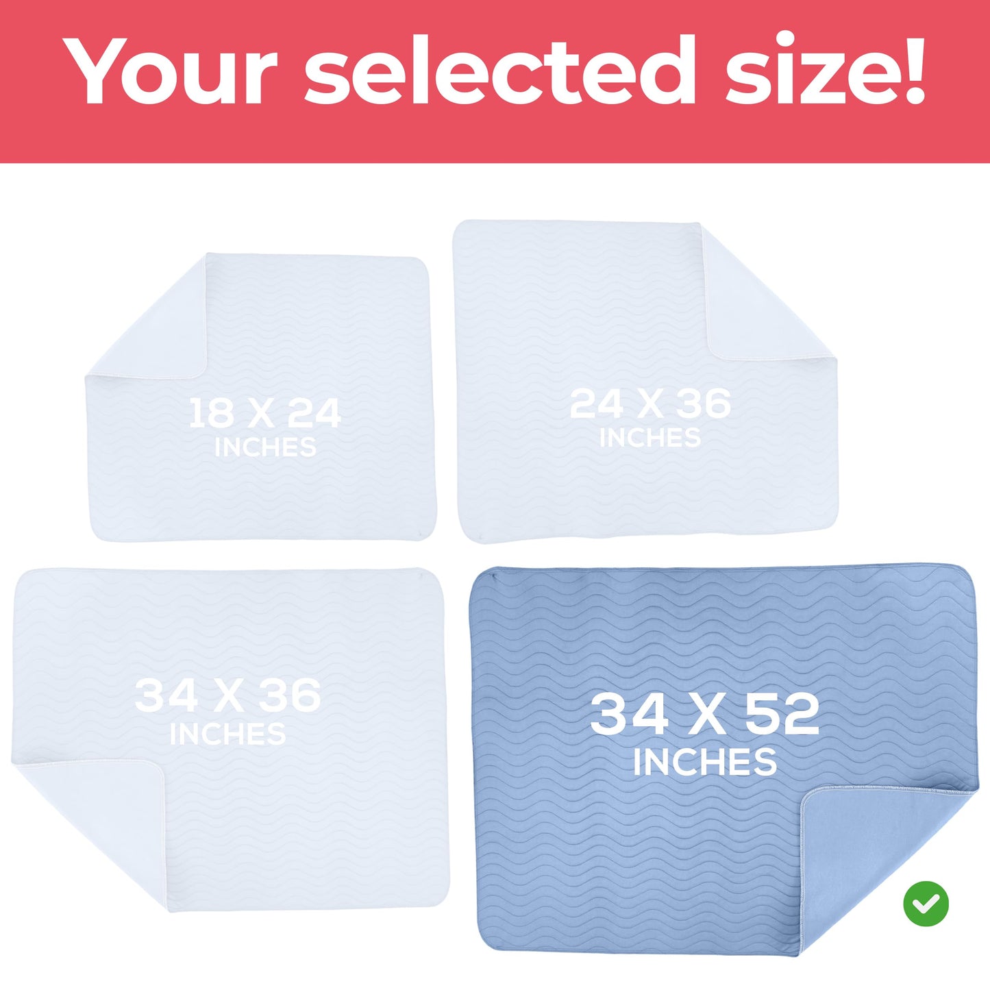Utopia Bedding (Pack of 4) Waterproof Incontinence Pads Quilted Washable & Absorbent Bed Pad for Adults and Kids 34 x 36 inches (Blue)