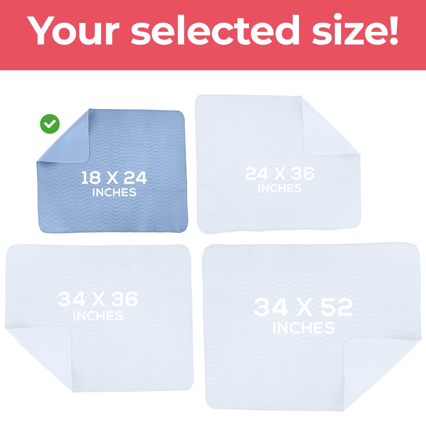 Utopia Bedding (Pack of 4) Waterproof Incontinence Pads Quilted Washable & Absorbent Bed Pad for Adults and Kids 34 x 36 inches (Blue)