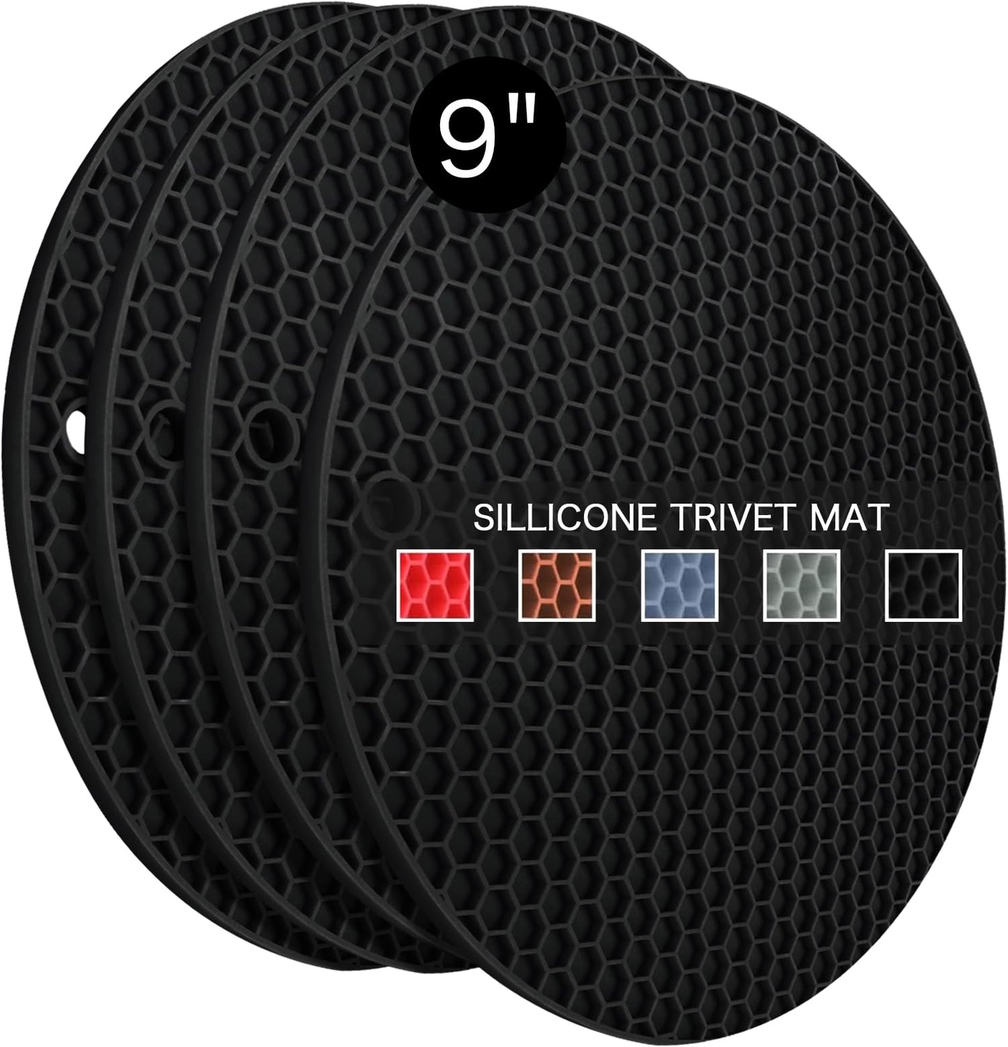 Silicone Trivets for Dishes, Multi-Purpose Pot Holders 4PCS 2 Sizes 7 Inch & 9 Inch, Non-Slip Silicone Trivet Mats Hot Pads for Kitchen Counter, Trivet for Hot Pots and Pans (Blue)
