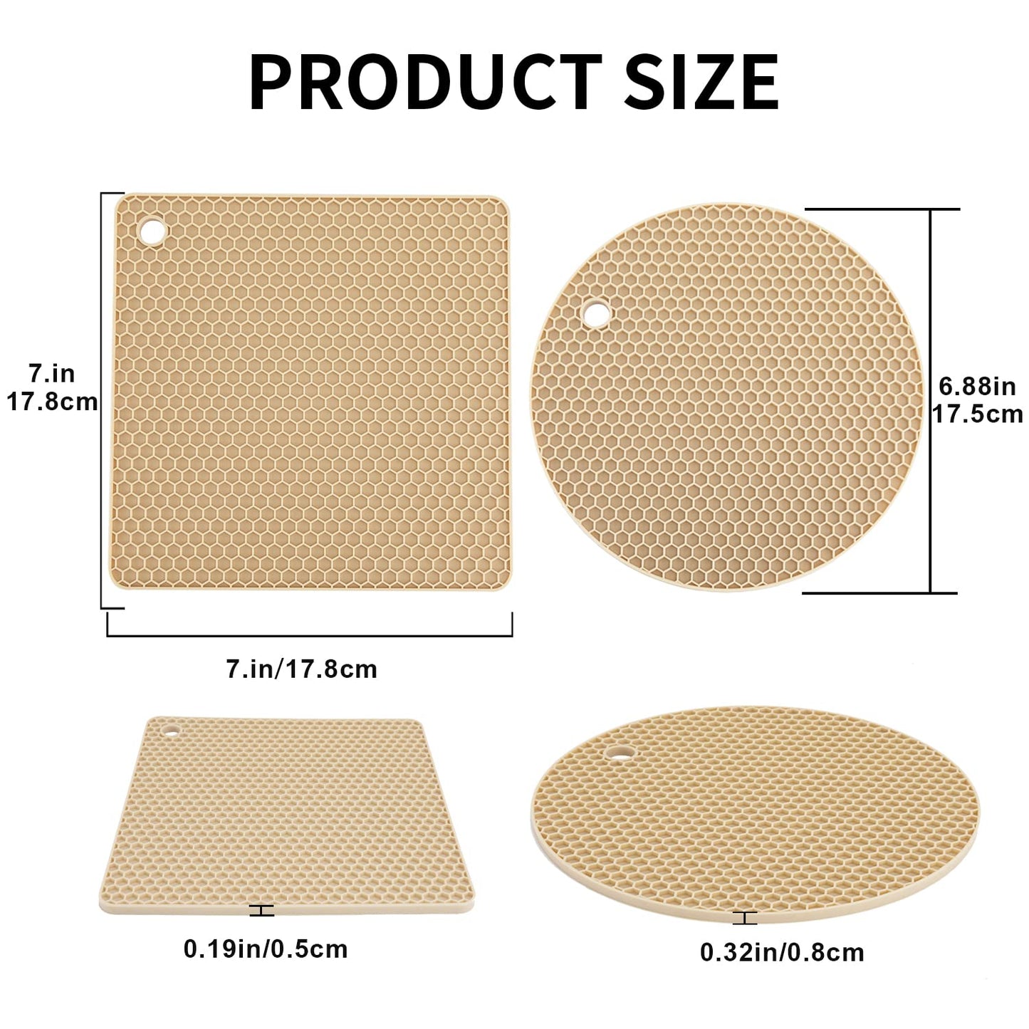 Silicone Trivets for Dishes, Multi-Purpose Pot Holders 4PCS 2 Sizes 7 Inch & 9 Inch, Non-Slip Silicone Trivet Mats Hot Pads for Kitchen Counter, Trivet for Hot Pots and Pans (Blue)