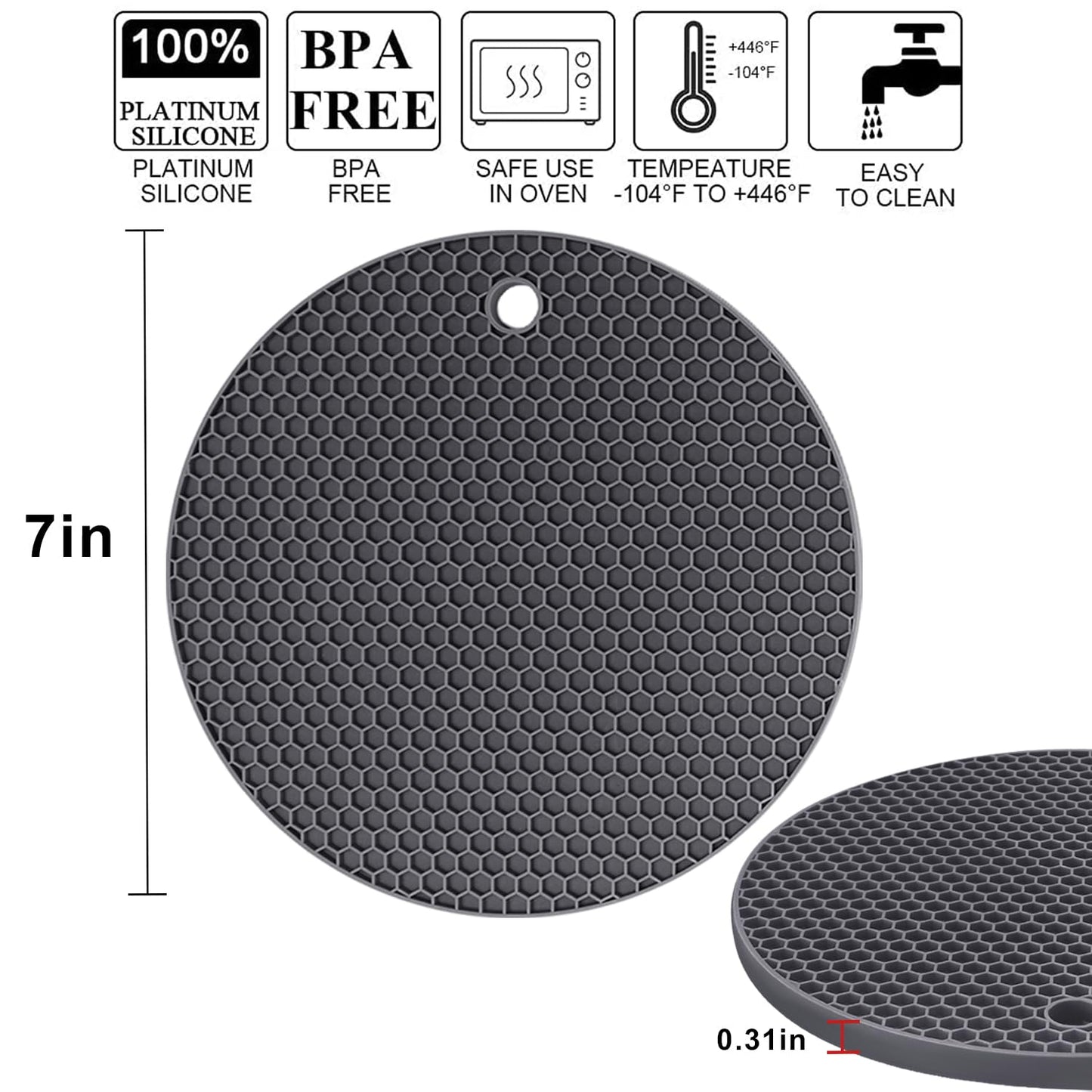 Silicone Trivets for Dishes, Multi-Purpose Pot Holders 4PCS 2 Sizes 7 Inch & 9 Inch, Non-Slip Silicone Trivet Mats Hot Pads for Kitchen Counter, Trivet for Hot Pots and Pans (Blue)