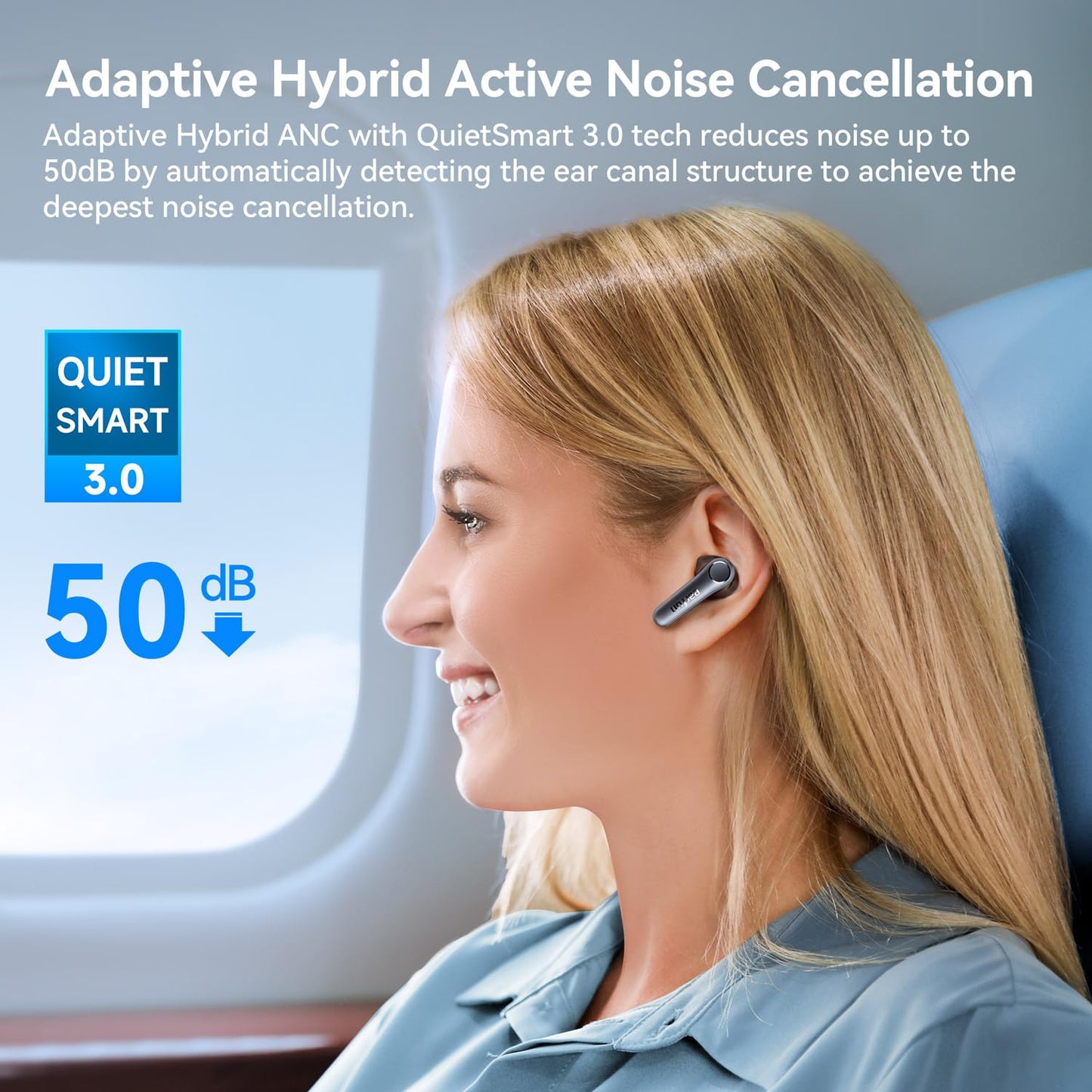 EarFun Air Pro 4 Adaptive Noise Cancelling Wireless Earbuds Bluetooth | Qualcomm Snapdragon Sound,aptX™ Lossless,6 Mics AI cVc 8.0 Call,LDAC Hi-Res Audio, 52H Playtime,BT5.4,in-Ear Detection