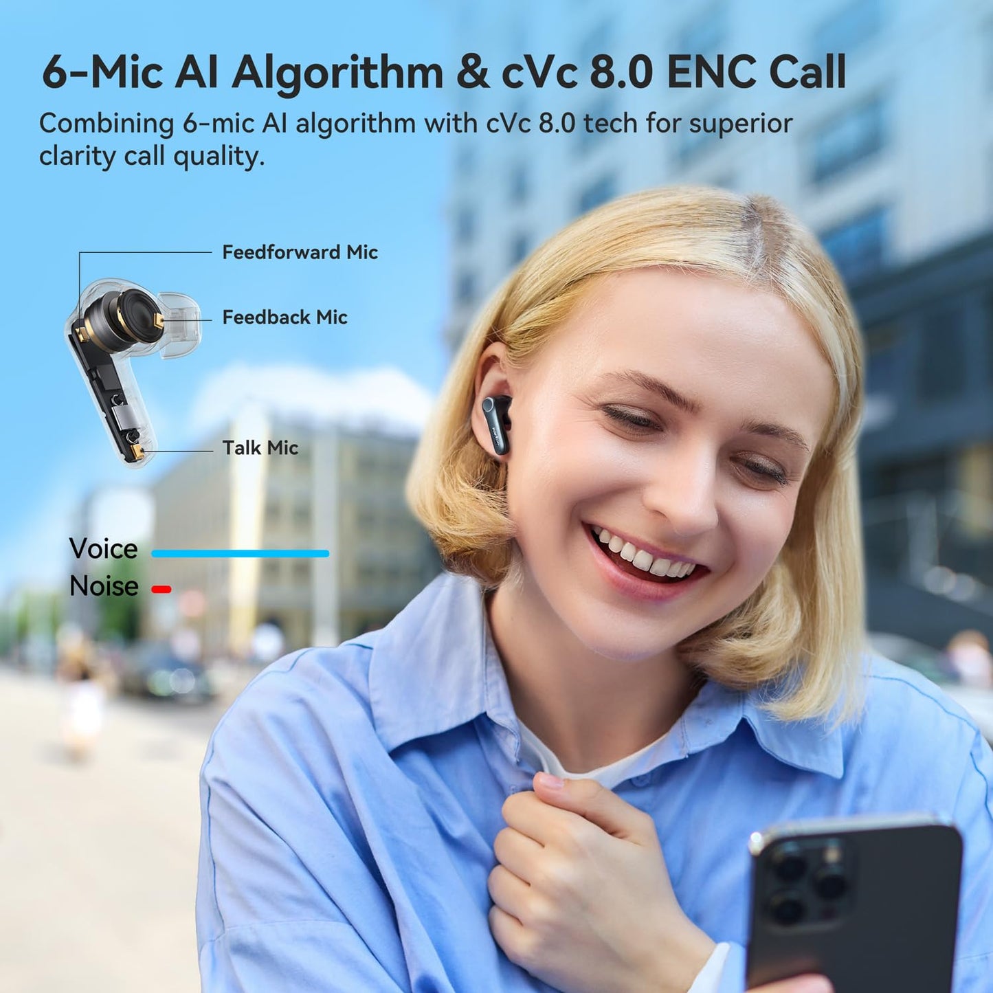 EarFun Air Pro 4 Adaptive Noise Cancelling Wireless Earbuds Bluetooth | Qualcomm Snapdragon Sound,aptX™ Lossless,6 Mics AI cVc 8.0 Call,LDAC Hi-Res Audio, 52H Playtime,BT5.4,in-Ear Detection