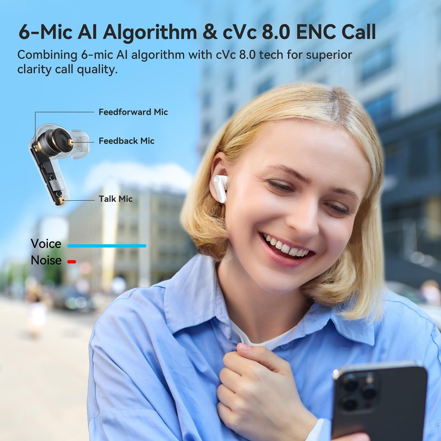 EarFun Air Pro 4 Adaptive Noise Cancelling Wireless Earbuds Bluetooth | Qualcomm Snapdragon Sound,aptX™ Lossless,6 Mics AI cVc 8.0 Call,LDAC Hi-Res Audio, 52H Playtime,BT5.4,in-Ear Detection