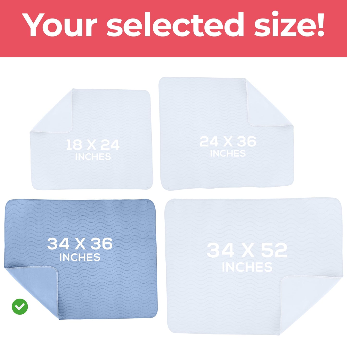 Utopia Bedding (Pack of 4) Waterproof Incontinence Pads Quilted Washable & Absorbent Bed Pad for Adults and Kids 34 x 36 inches (Blue)