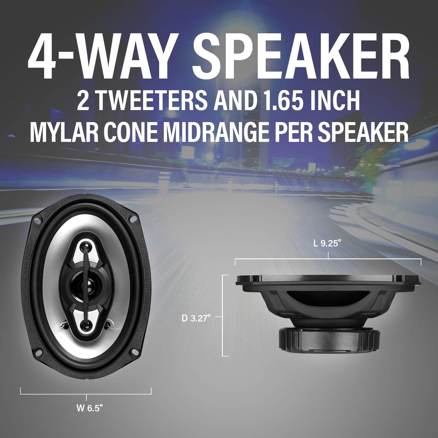 BOSS Audio Systems NX694 6 x 9 Inch Car Door Speakers - 800 Watts (per Pair), Coaxial, 4 Way, Full Range 4 Ohms, Sold in Pairs, Bocinas para Carro