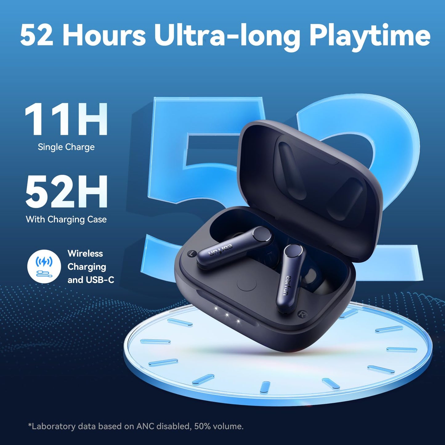 EarFun Air Pro 4 Adaptive Noise Cancelling Wireless Earbuds Bluetooth | Qualcomm Snapdragon Sound,aptX™ Lossless,6 Mics AI cVc 8.0 Call,LDAC Hi-Res Audio, 52H Playtime,BT5.4,in-Ear Detection
