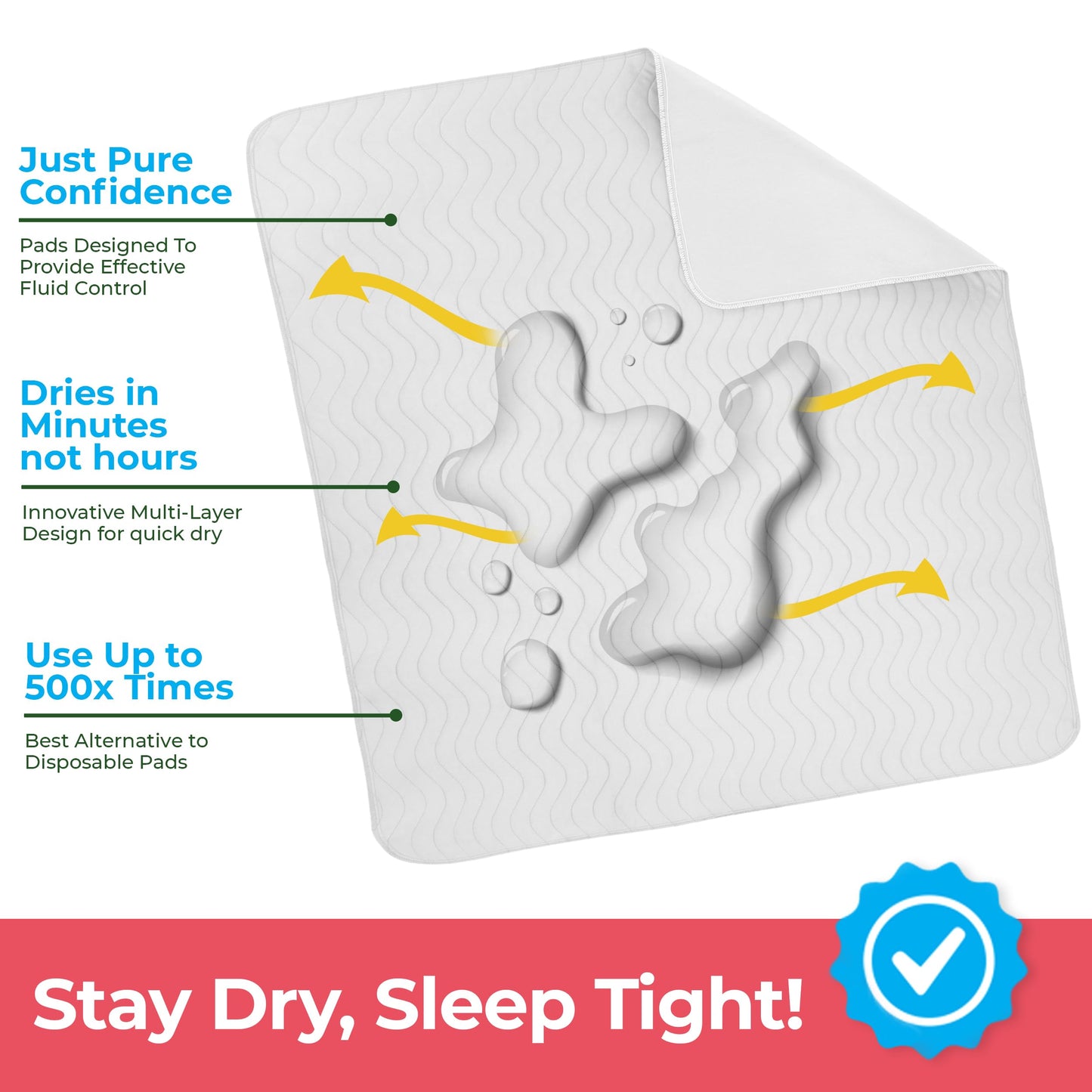 Utopia Bedding (Pack of 4) Waterproof Incontinence Pads Quilted Washable & Absorbent Bed Pad for Adults and Kids 34 x 36 inches (Blue)