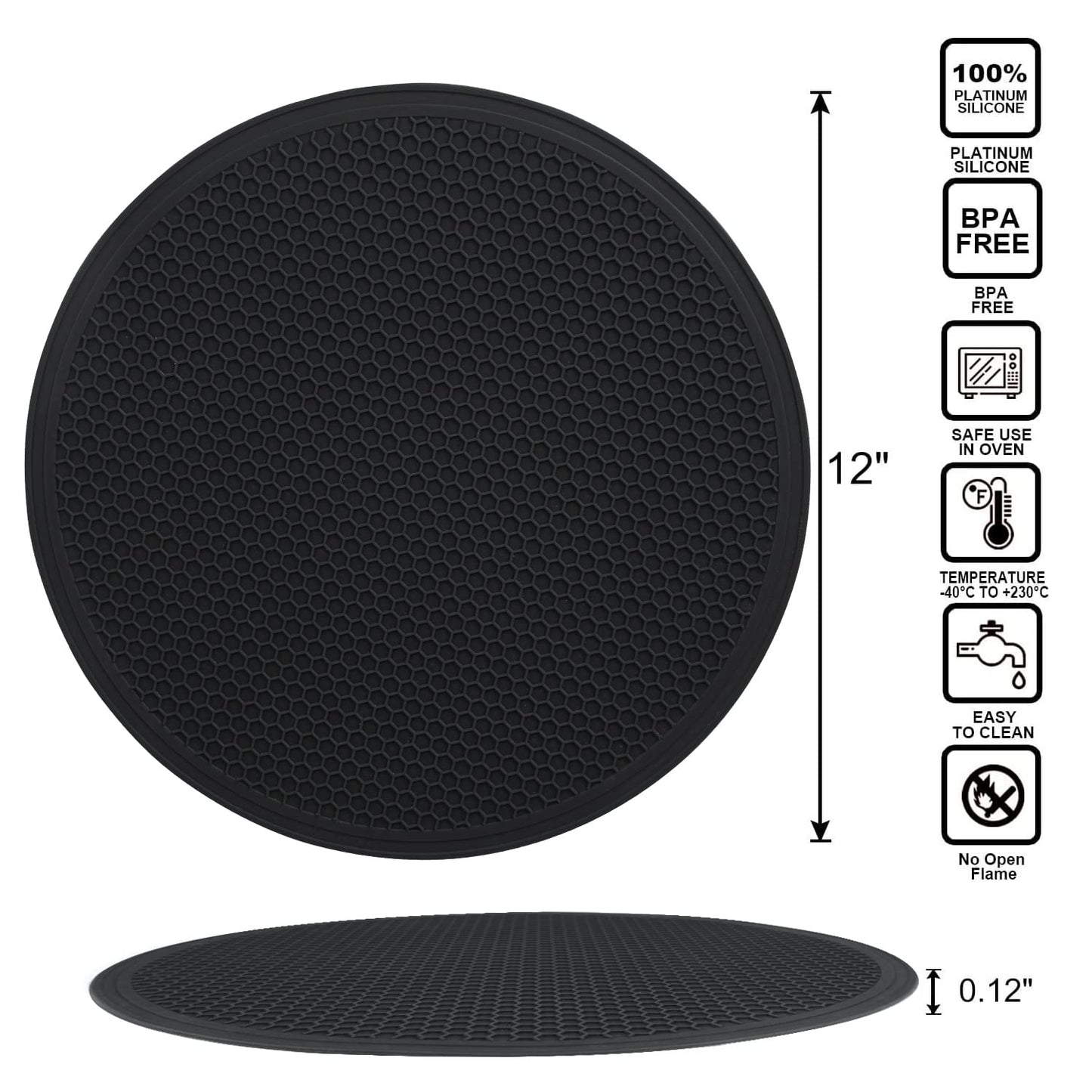 Silicone Trivets for Dishes, Multi-Purpose Pot Holders 4PCS 2 Sizes 7 Inch & 9 Inch, Non-Slip Silicone Trivet Mats Hot Pads for Kitchen Counter, Trivet for Hot Pots and Pans (Blue)