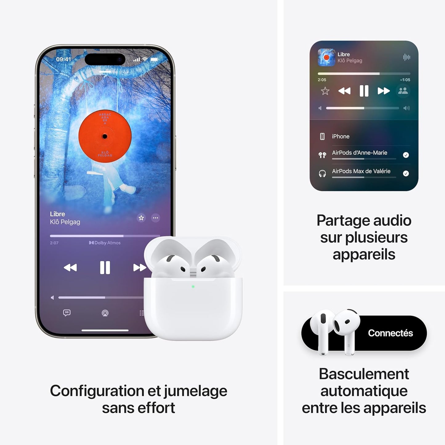 Apple AirPods 4 Wireless Earbuds, Bluetooth Headphones, Personalized Spatial Audio, Sweat- and Water-Resistant, USB-C Charging Case, H2 Chip, Up to 30 Hours of Battery Life