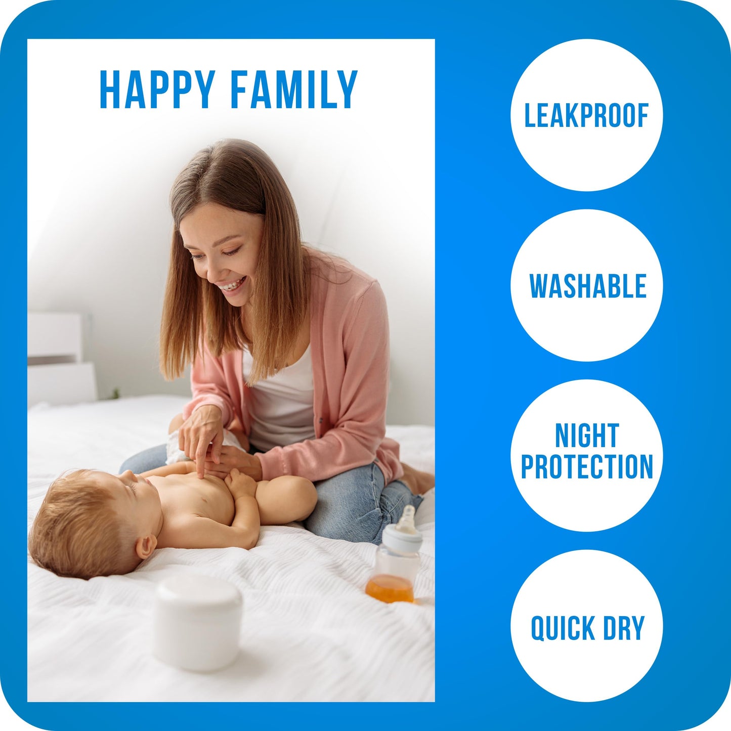 Utopia Bedding (Pack of 4) Waterproof Incontinence Pads Quilted Washable & Absorbent Bed Pad for Adults and Kids 34 x 36 inches (Blue)