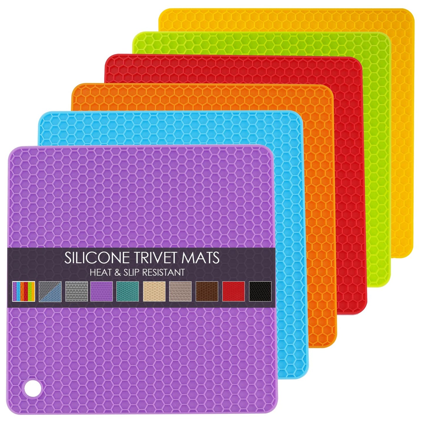 Silicone Trivets for Dishes, Multi-Purpose Pot Holders 4PCS 2 Sizes 7 Inch & 9 Inch, Non-Slip Silicone Trivet Mats Hot Pads for Kitchen Counter, Trivet for Hot Pots and Pans (Blue)
