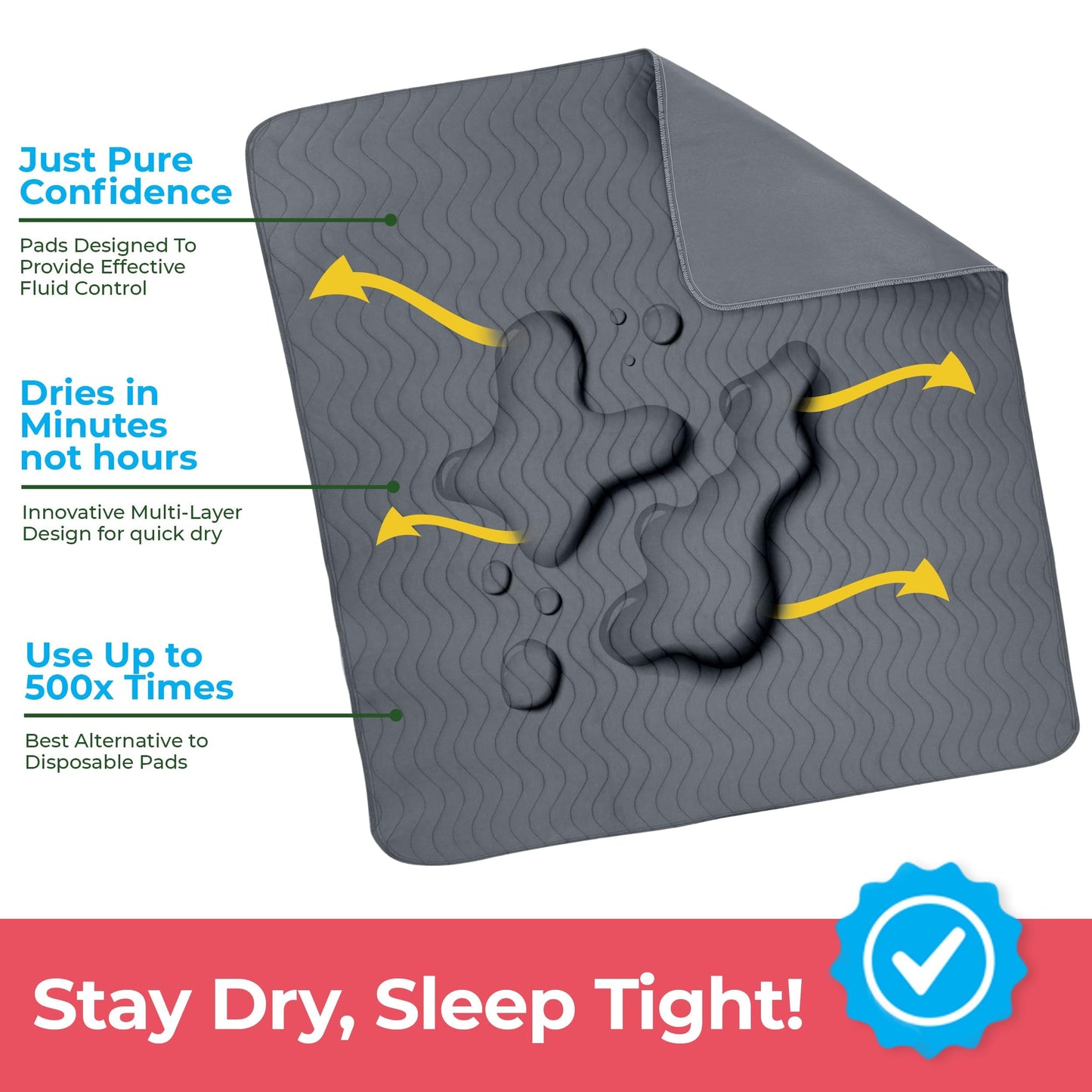 Utopia Bedding (Pack of 4) Waterproof Incontinence Pads Quilted Washable & Absorbent Bed Pad for Adults and Kids 34 x 36 inches (Blue)