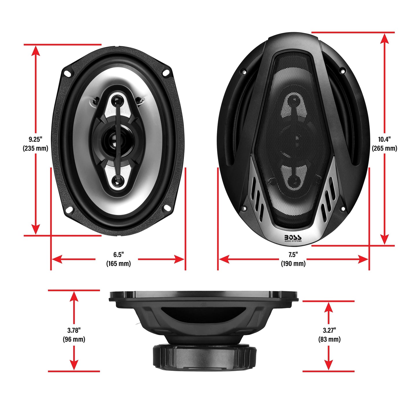 BOSS Audio Systems NX694 6 x 9 Inch Car Door Speakers - 800 Watts (per Pair), Coaxial, 4 Way, Full Range 4 Ohms, Sold in Pairs, Bocinas para Carro