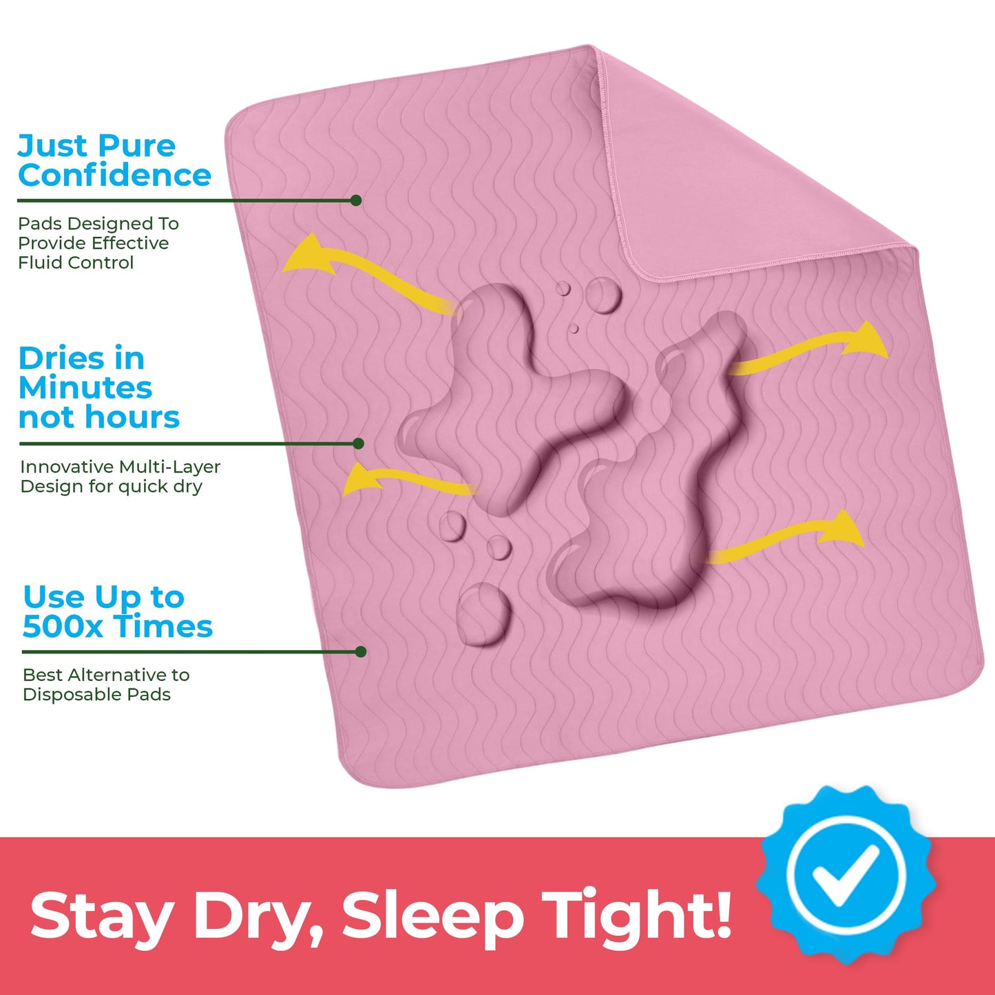 Utopia Bedding (Pack of 4) Waterproof Incontinence Pads Quilted Washable & Absorbent Bed Pad for Adults and Kids 34 x 36 inches (Blue)