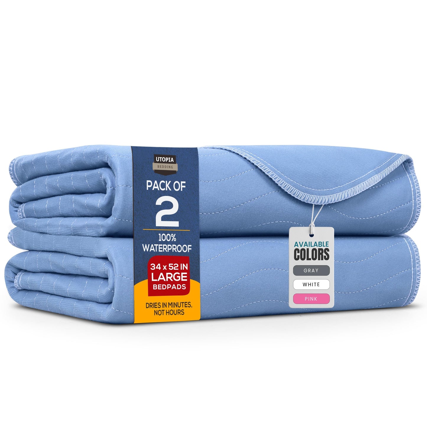 Utopia Bedding (Pack of 4) Waterproof Incontinence Pads Quilted Washable & Absorbent Bed Pad for Adults and Kids 34 x 36 inches (Blue)