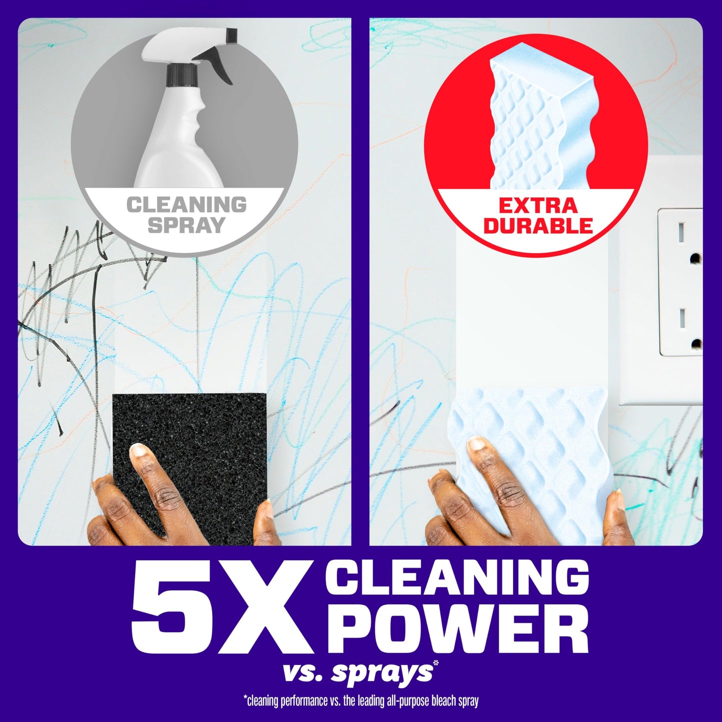 Mr. Clean Magic Eraser Sponge, Extra Durable, All Purpose Cleaner, Cleaning Scrubber, Wall, Sneaker, Kitchen, Bathroom, Shower Cleaner, Cleaning Supplies, Cleaning Pads, 12ct