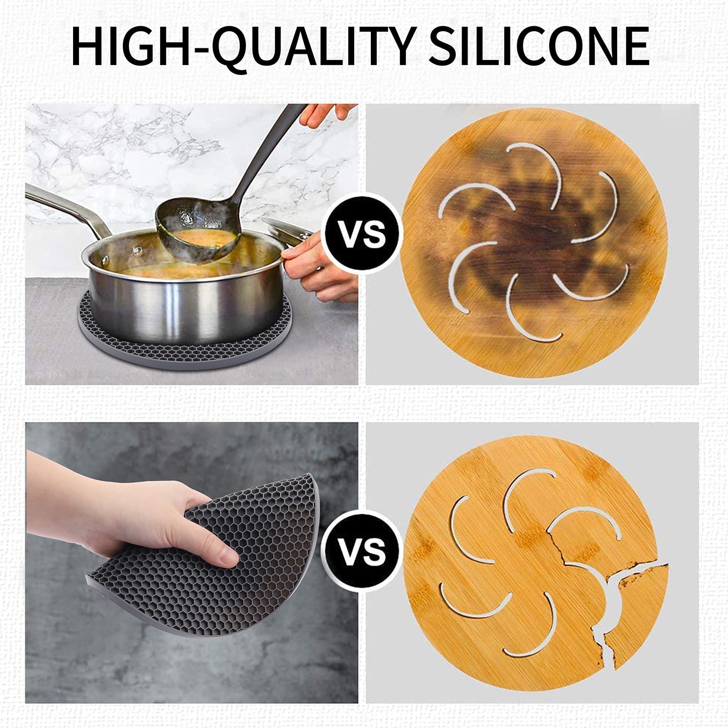 Silicone Trivets for Dishes, Multi-Purpose Pot Holders 4PCS 2 Sizes 7 Inch & 9 Inch, Non-Slip Silicone Trivet Mats Hot Pads for Kitchen Counter, Trivet for Hot Pots and Pans (Blue)
