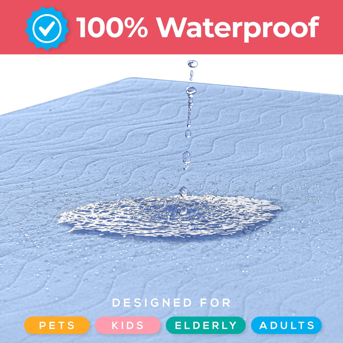 Utopia Bedding (Pack of 4) Waterproof Incontinence Pads Quilted Washable & Absorbent Bed Pad for Adults and Kids 34 x 36 inches (Blue)