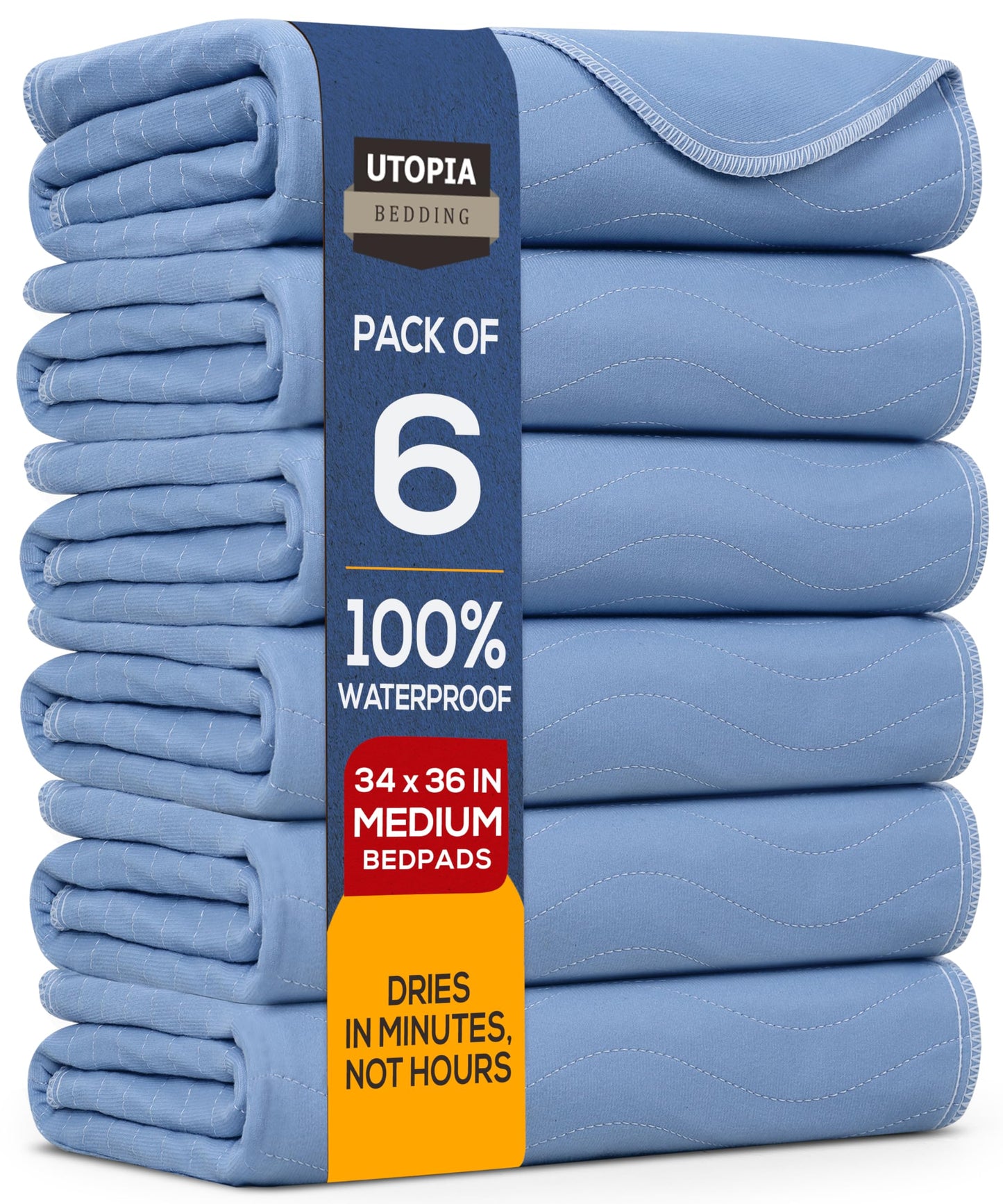 Utopia Bedding (Pack of 4) Waterproof Incontinence Pads Quilted Washable & Absorbent Bed Pad for Adults and Kids 34 x 36 inches (Blue)